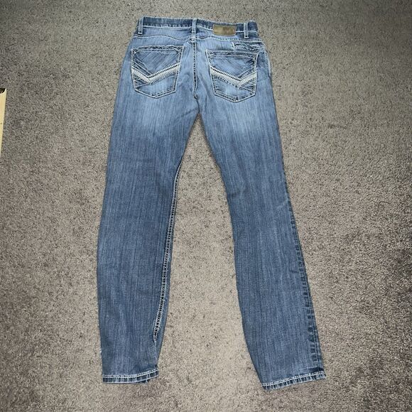 Distressed BKE Buckle Jake Straight Leg Jeans Men's Blue Denim sz 30R Light Wash - Picture 8 of 8